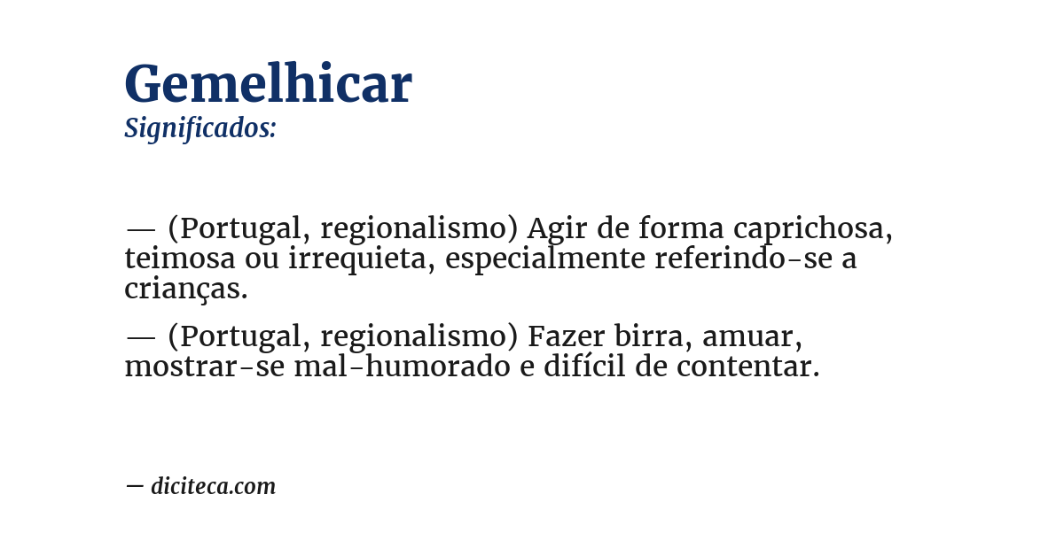 Significado de gemelhicar