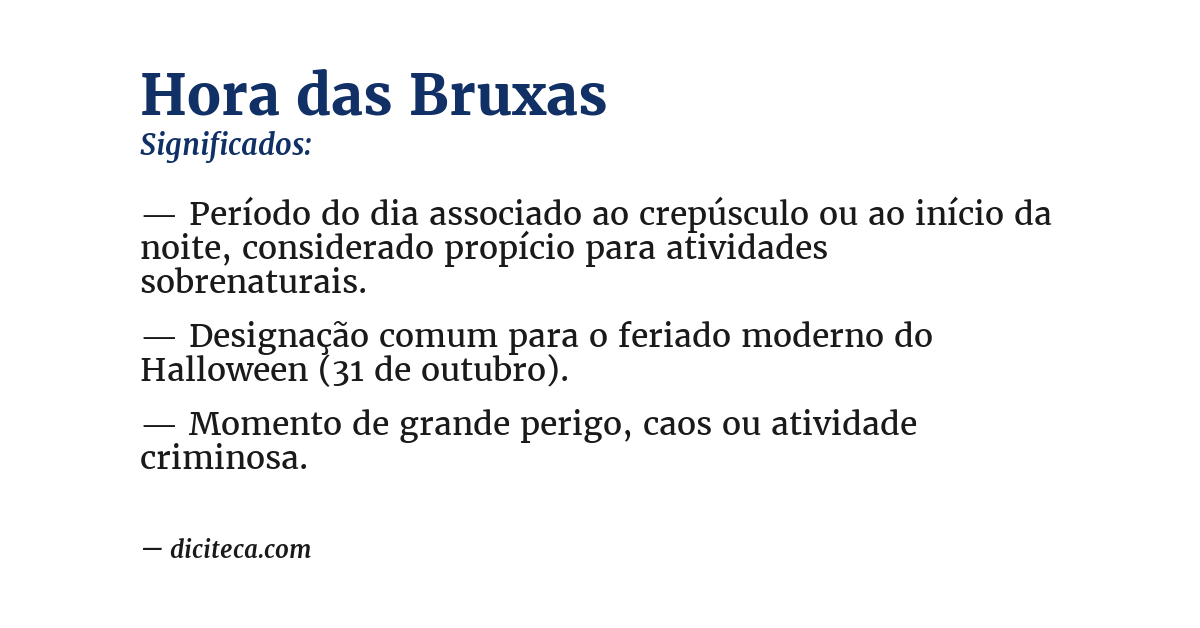 Significado de hora das bruxas