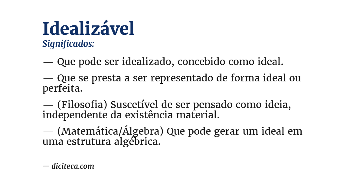 Significado de idealizável