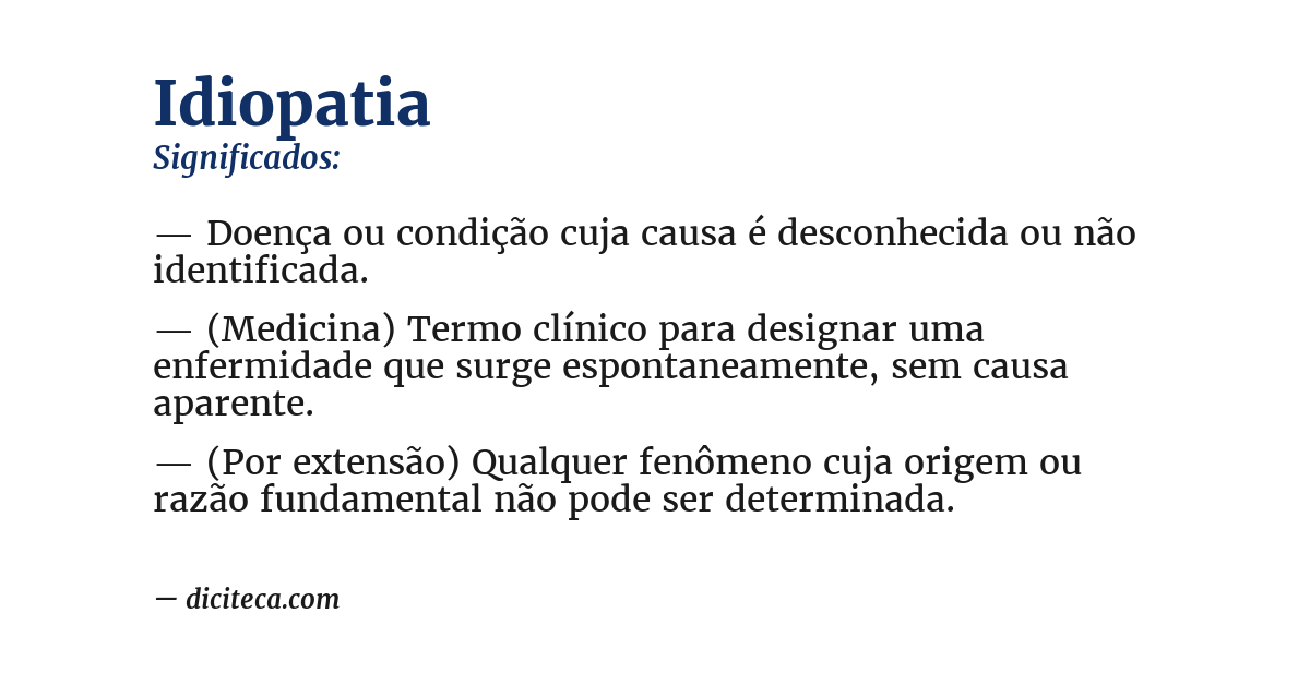 Significado de idiopatia
