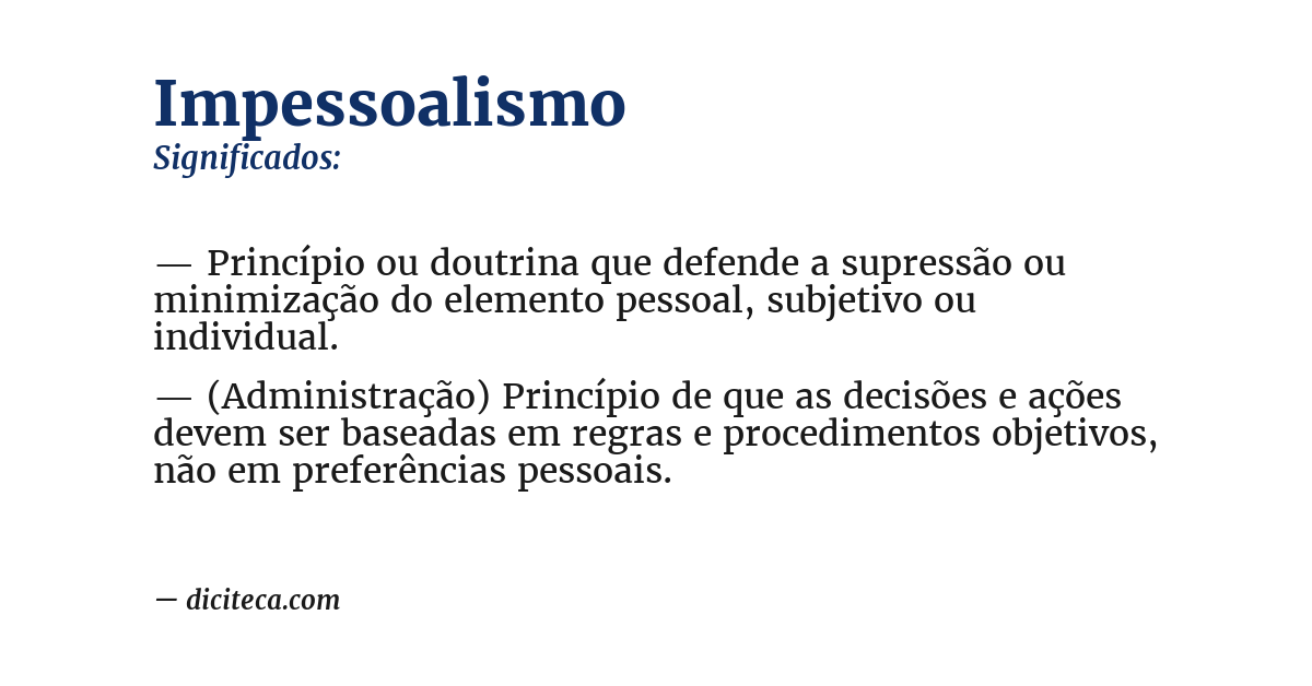 Significado de impessoalismo