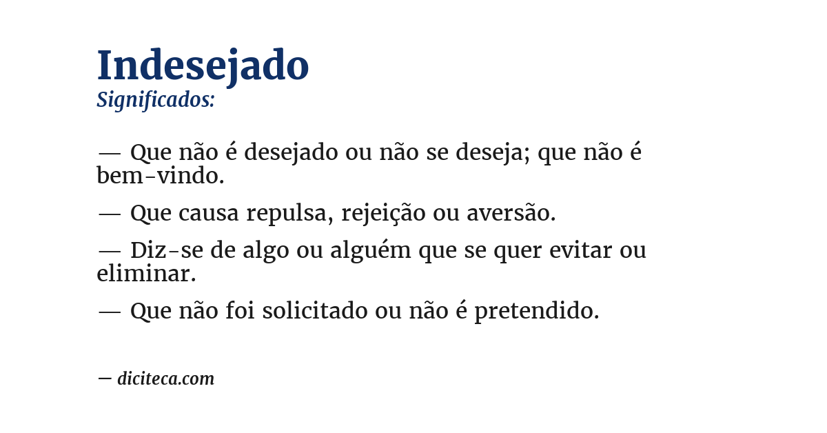 Significado de indesejado
