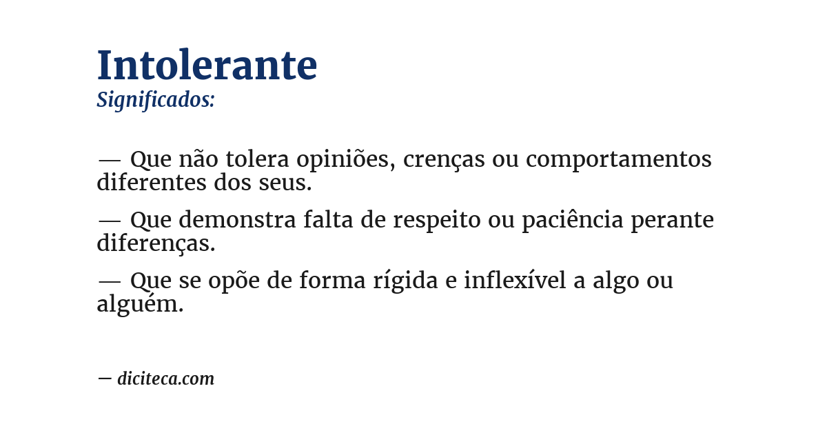 Significado de intolerante