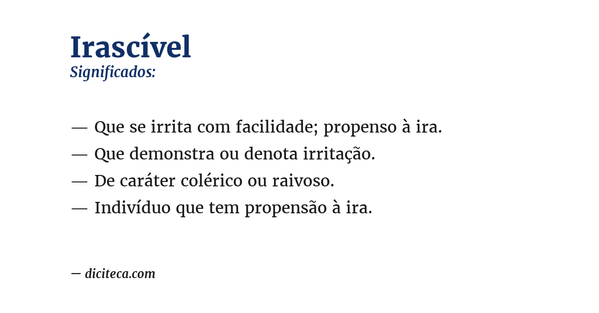 Significado de irascível