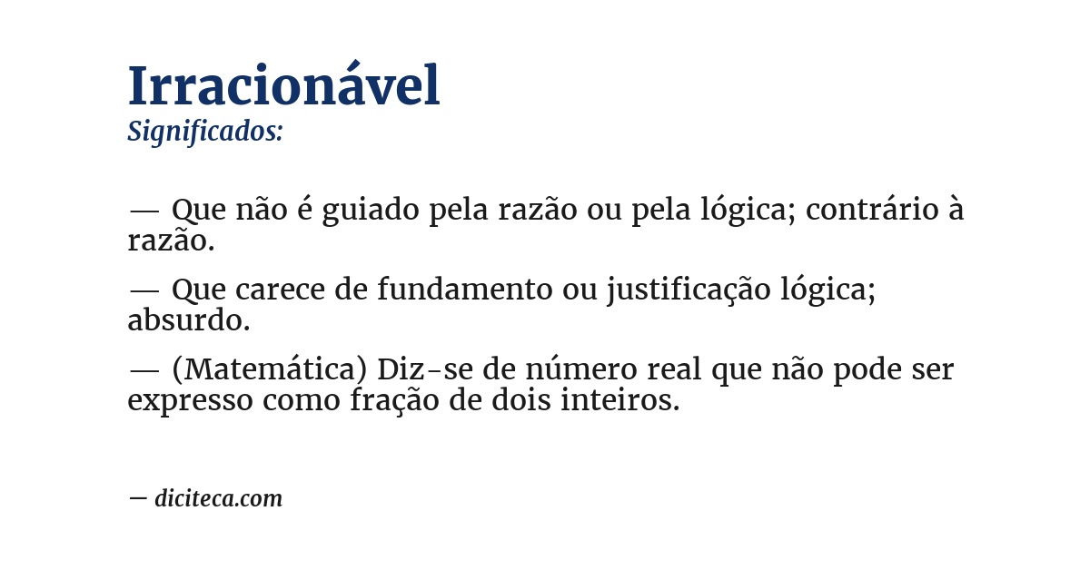 Significado de irracionável