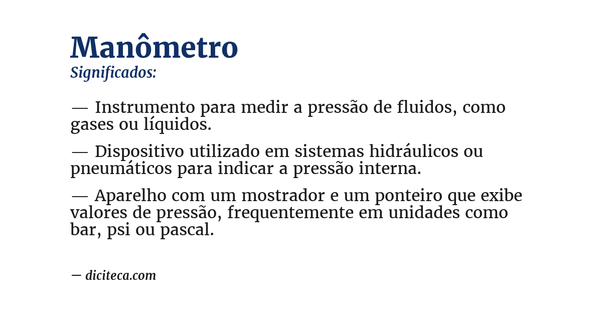 Significado de manômetro
