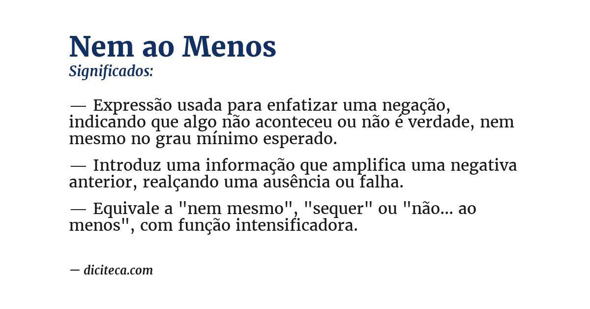 Significado de nem ao menos