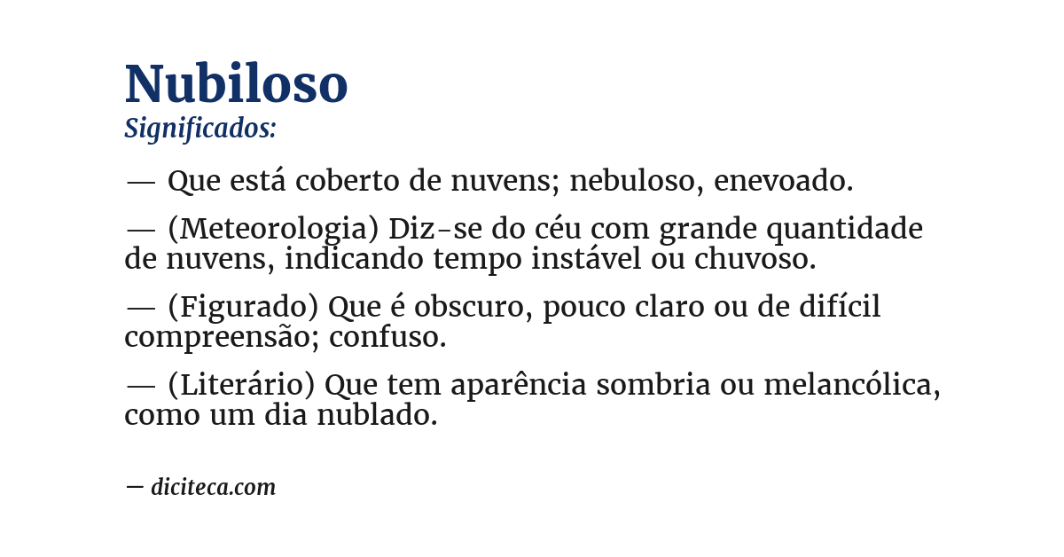 Significado de nubiloso