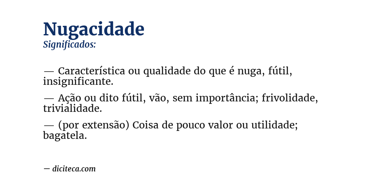Significado de nugacidade