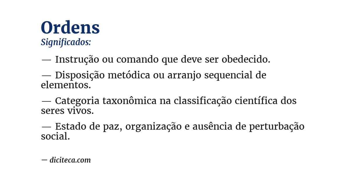 Significado de ordens