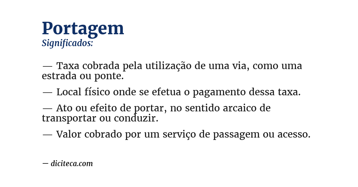 Significado de portagem