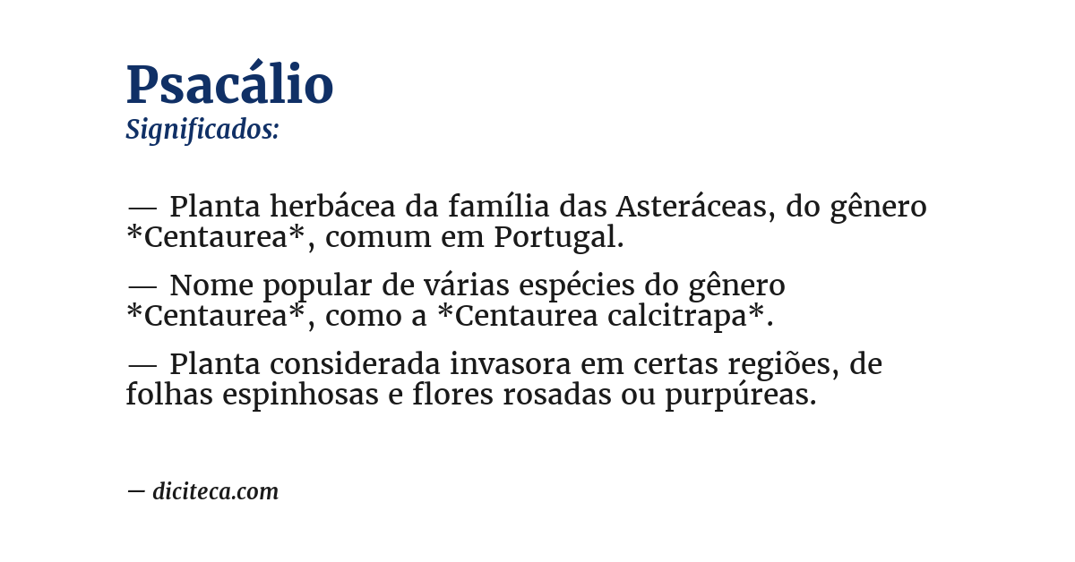 Significado de psacálio