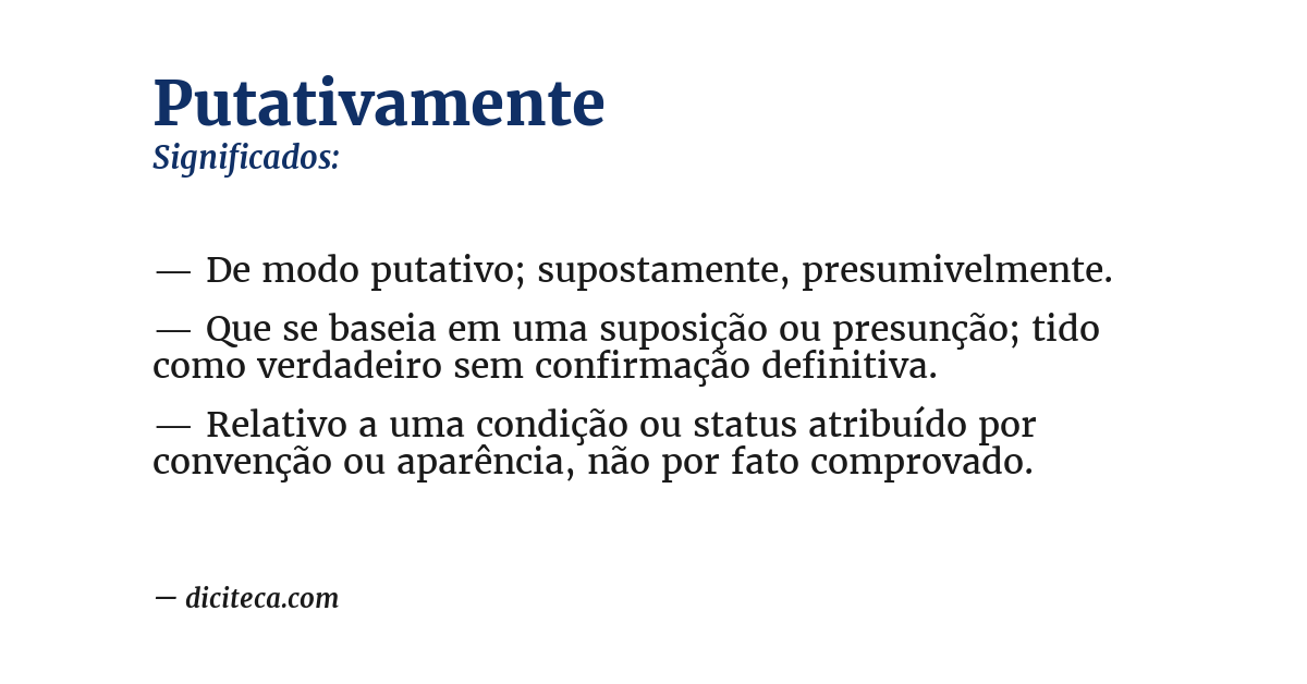 Significado de putativamente