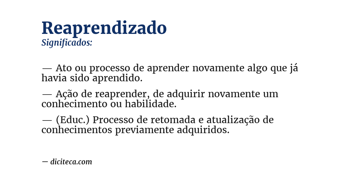 Significado de reaprendizado