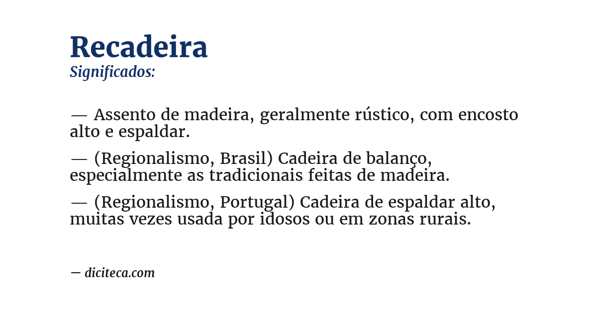 Significado de recadeira