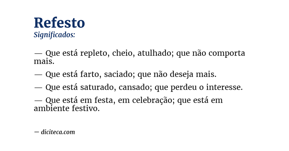 Significado de refesto