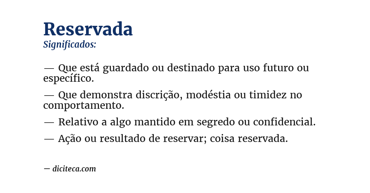 Significado de reservada