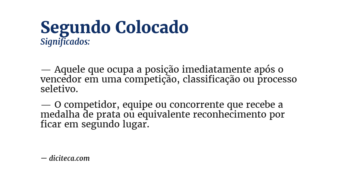 Significado de segundo colocado