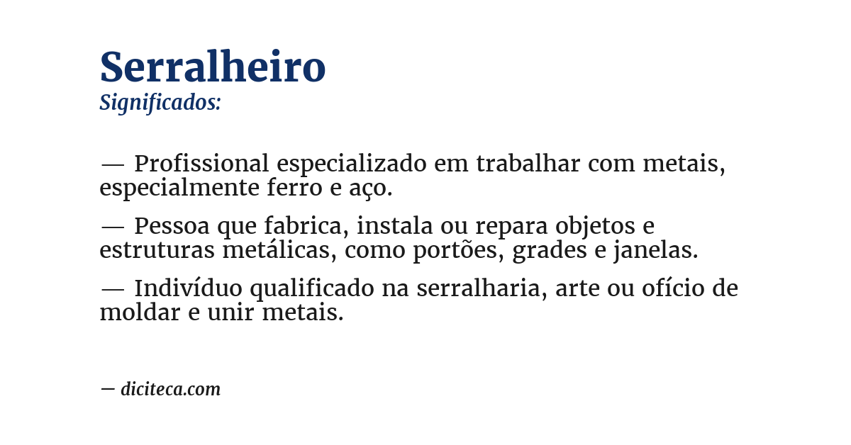 Significado de serralheiro