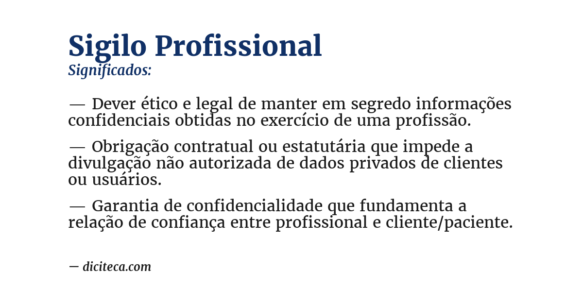 Significado de sigilo profissional