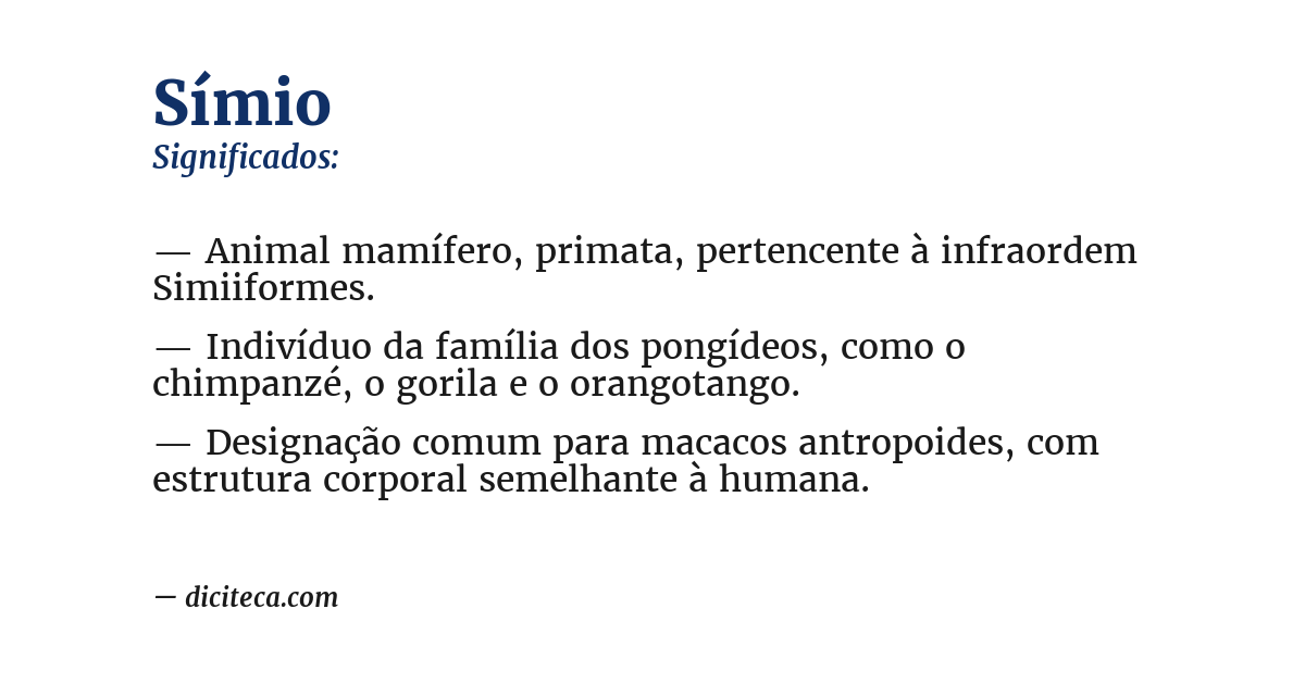 Significado de símio