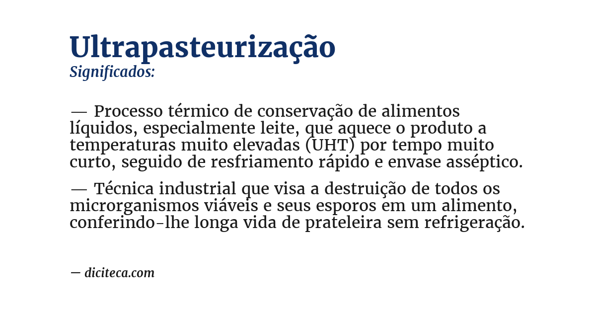 Significado de ultrapasteurização