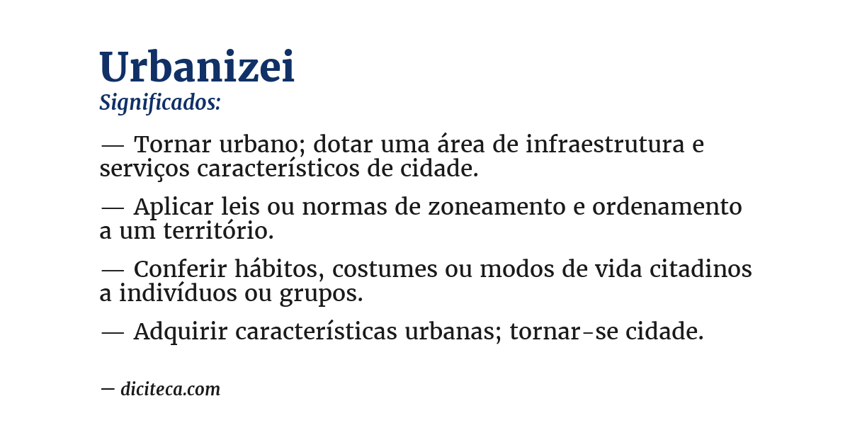Significado de urbanizei