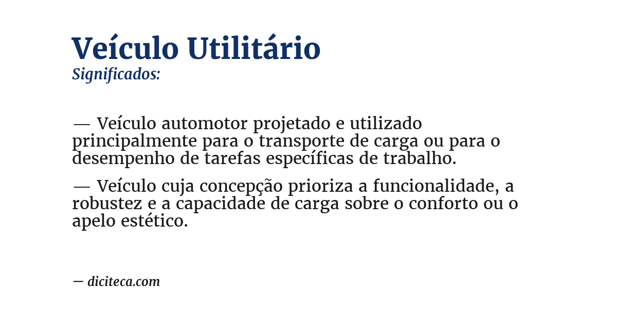 Significado de veículo utilitário