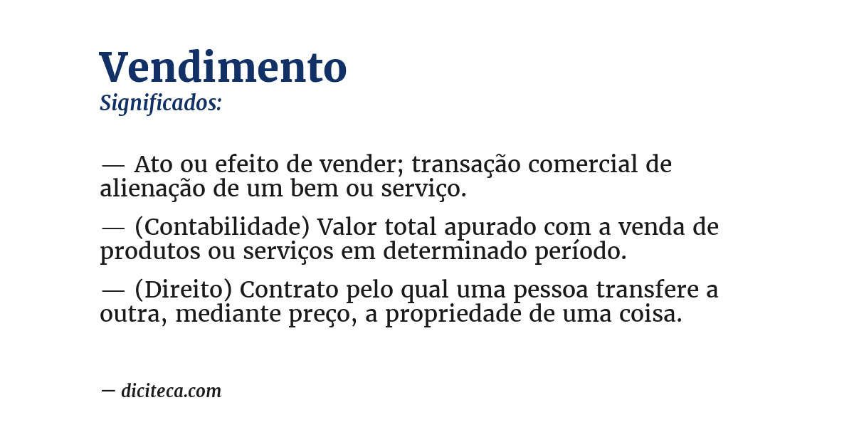 Significado de vendimento