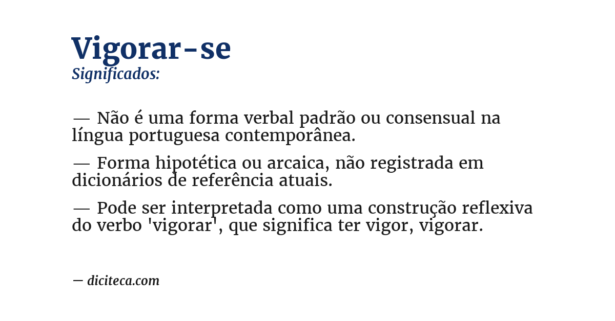 Significado de vigorar-se