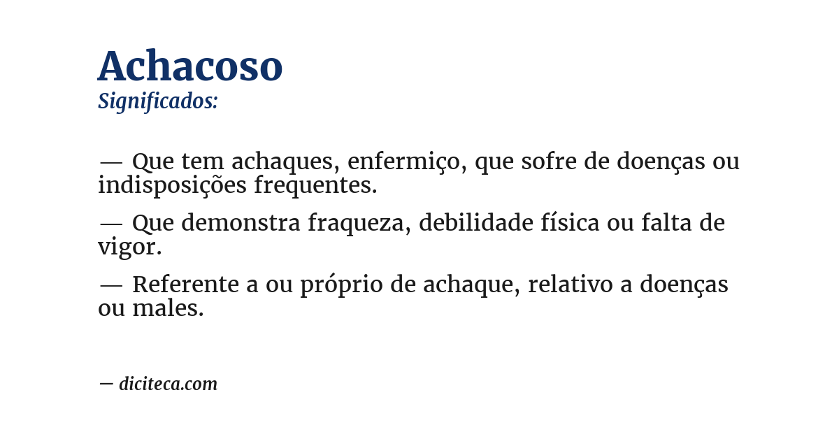 Significado de achacoso
