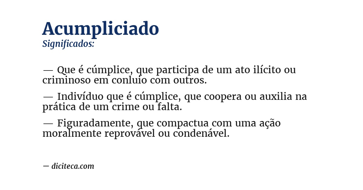 Significado de acumpliciado