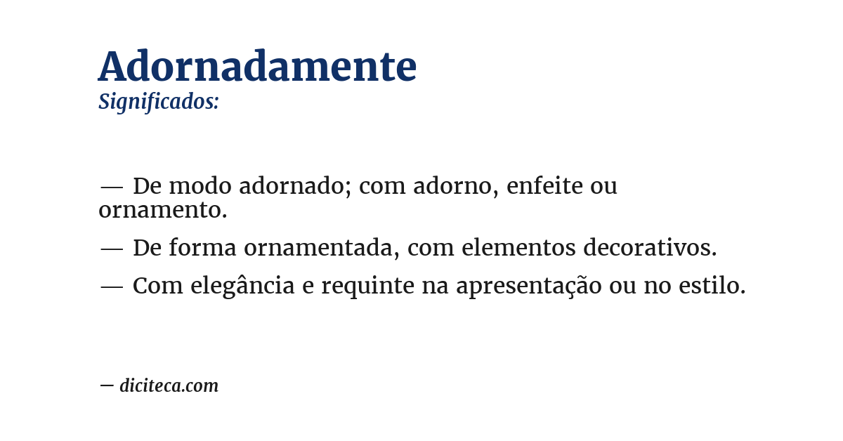 Significado de adornadamente