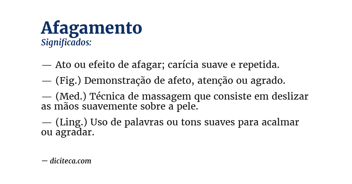 Significado de afagamento