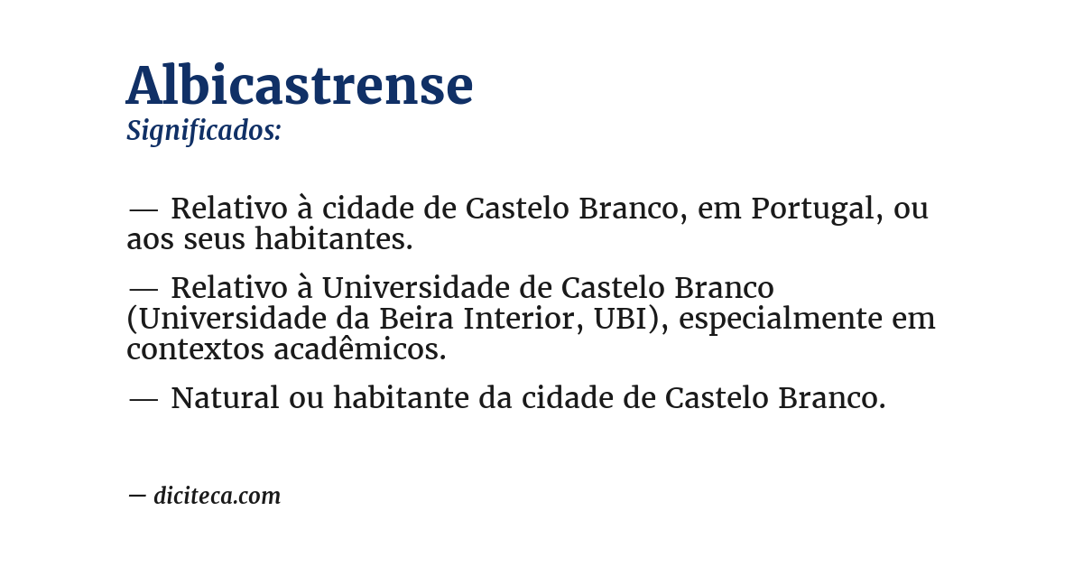 Significado de albicastrense