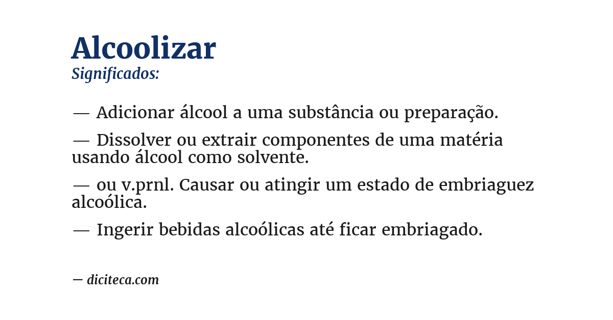 Significado de alcoolizar