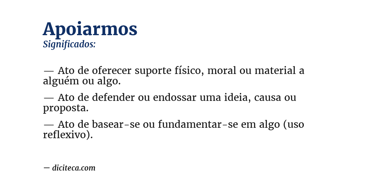Significado de apoiarmos