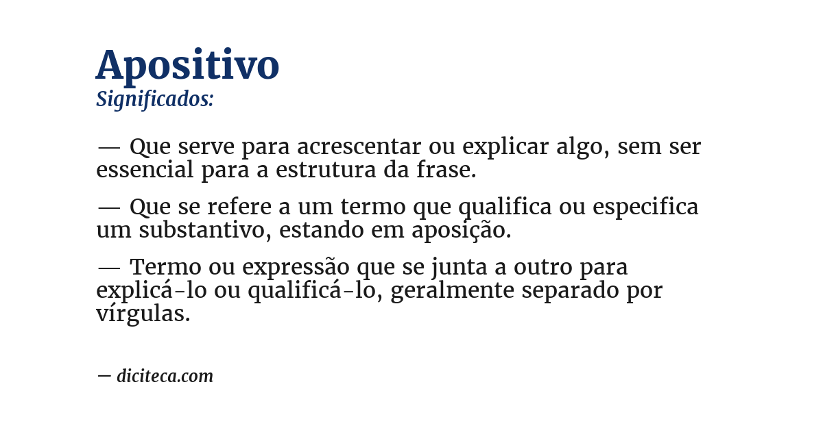 Significado de apositivo