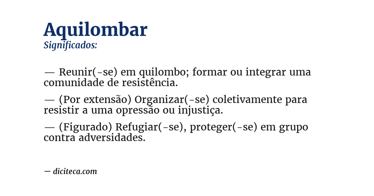 Significado de aquilombar