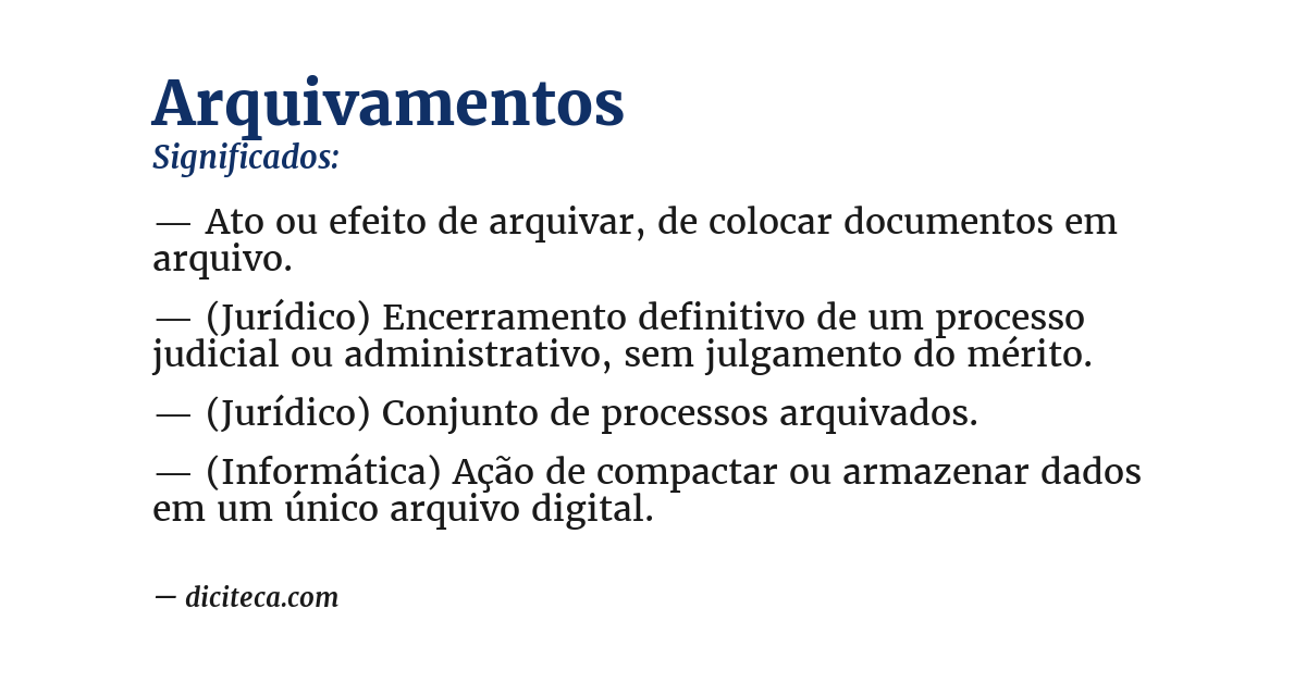 Significado de arquivamentos
