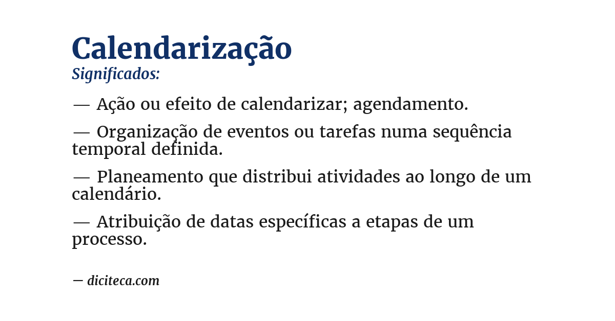 Significado de calendarização