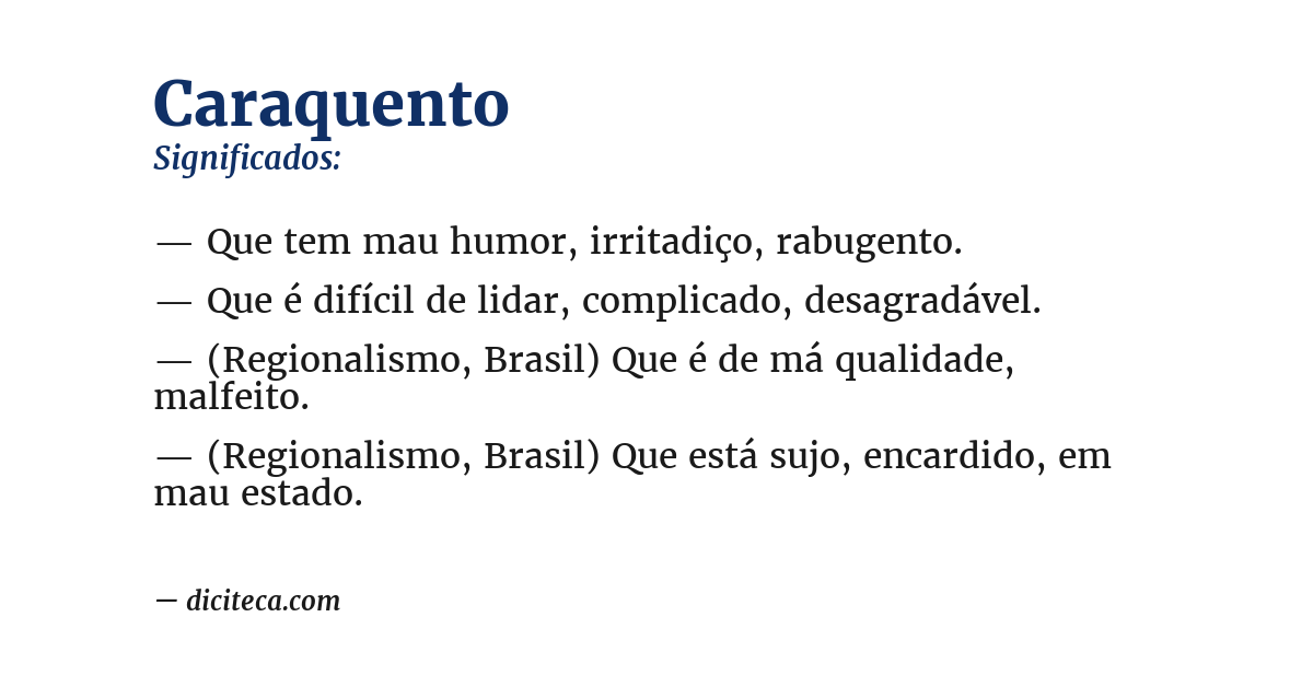 Significado de caraquento