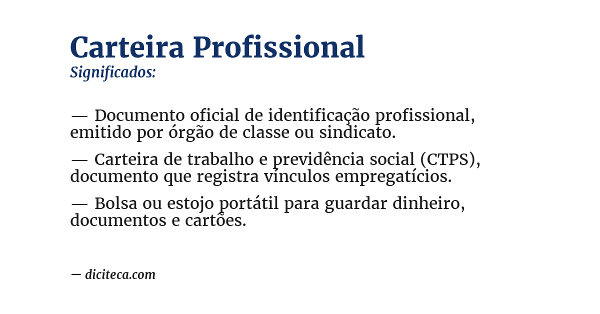 Significado de carteira profissional