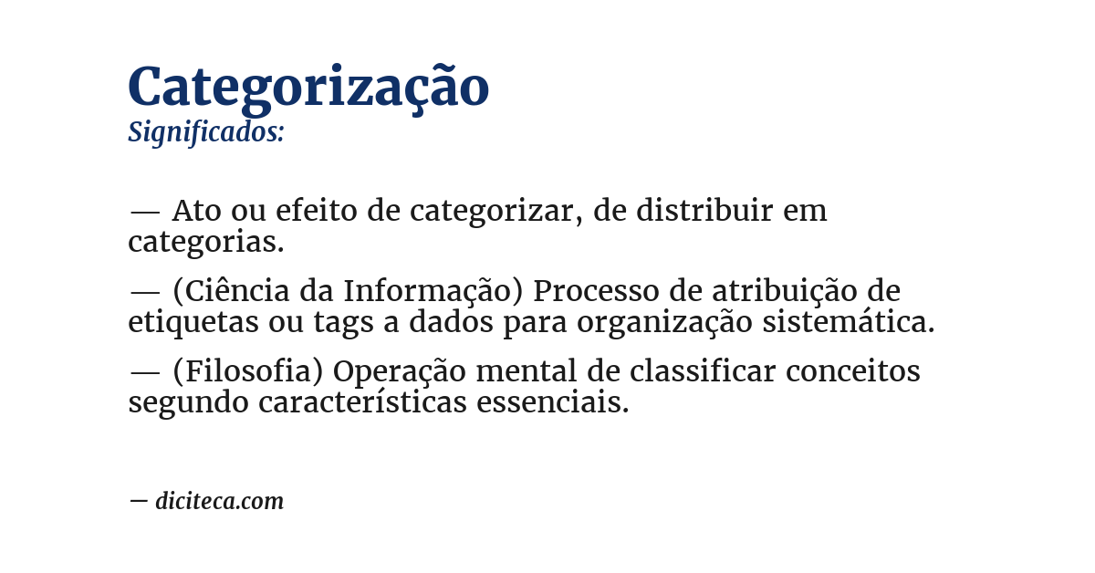 Significado de categorização