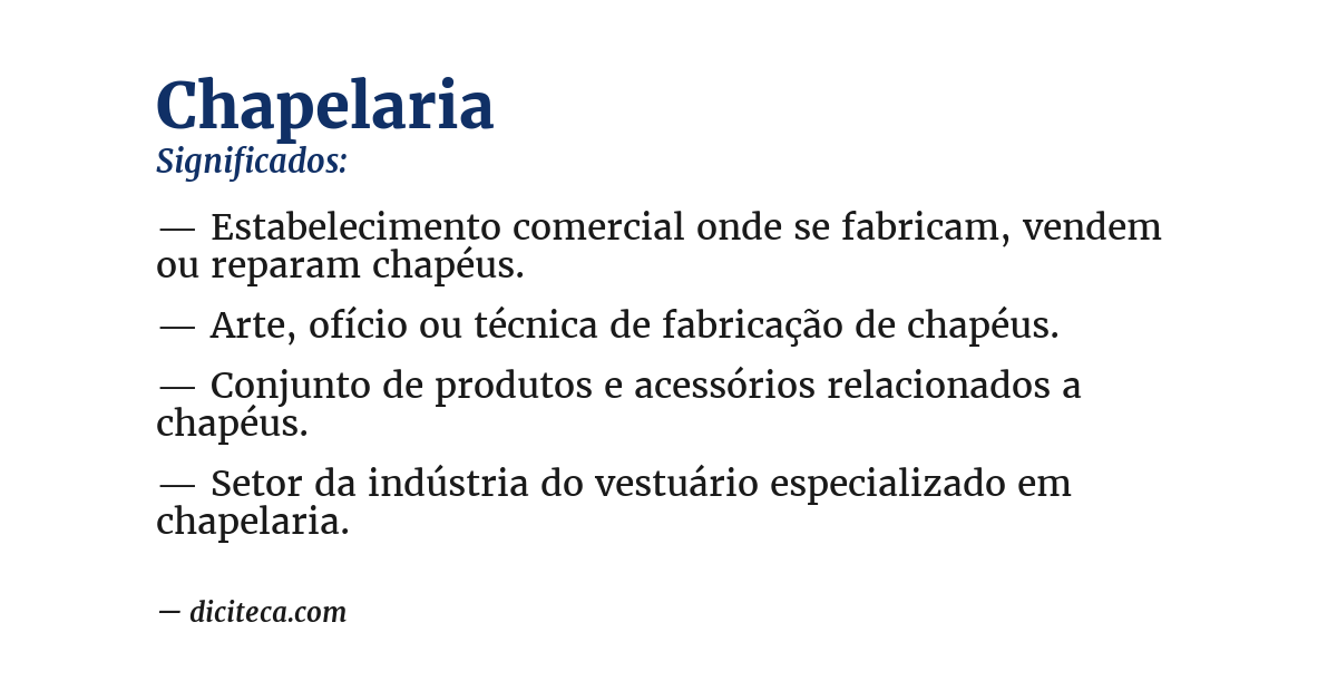 Significado de chapelaria