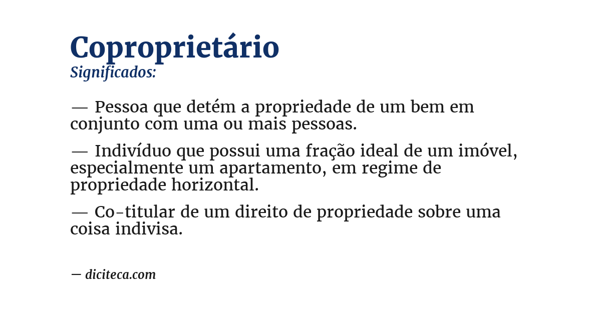 Significado de coproprietário