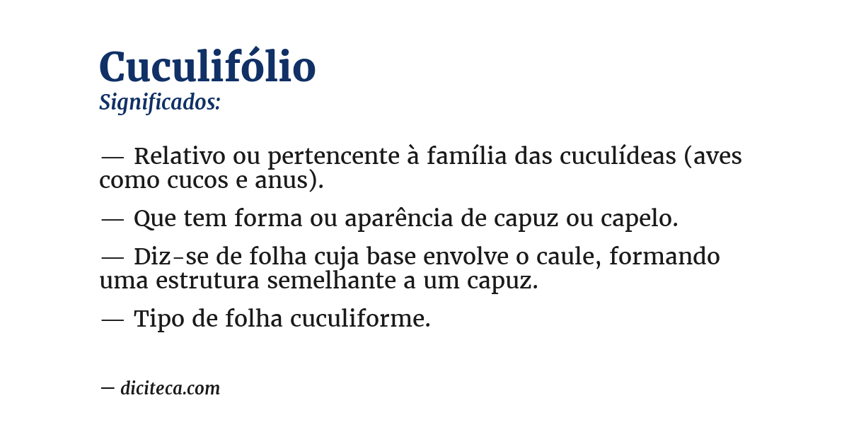 Significado de cuculifólio