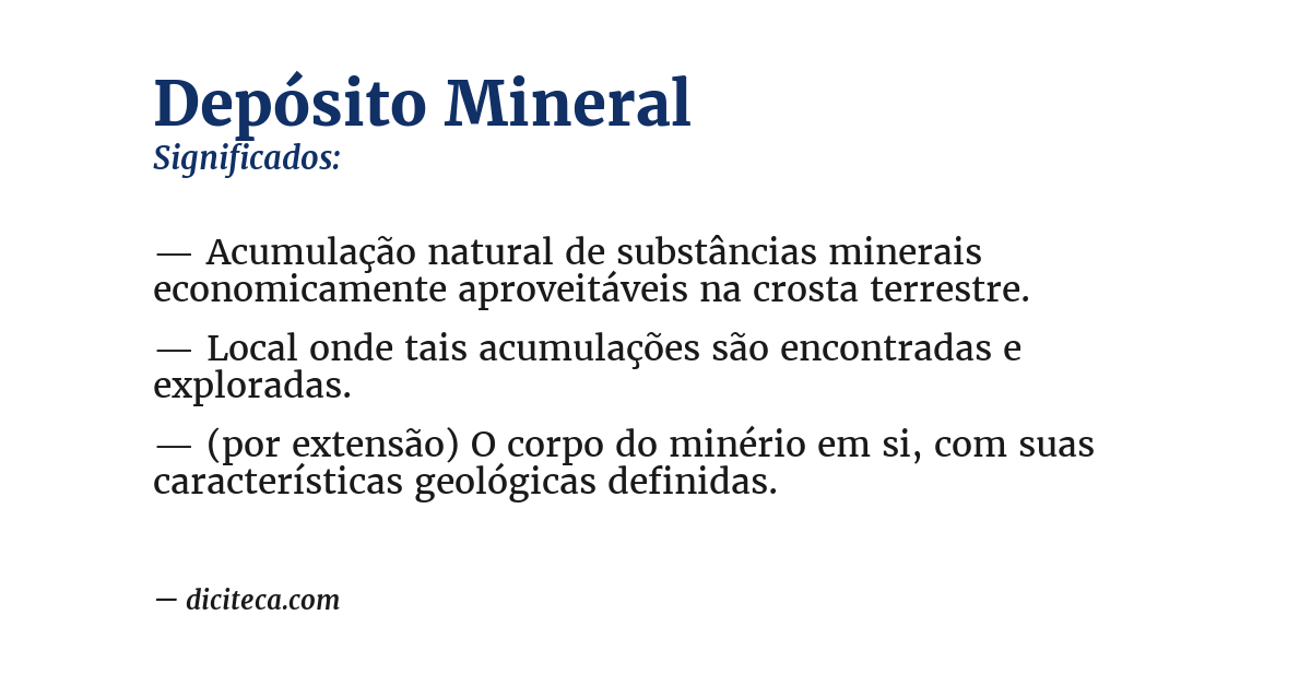 Significado de depósito mineral