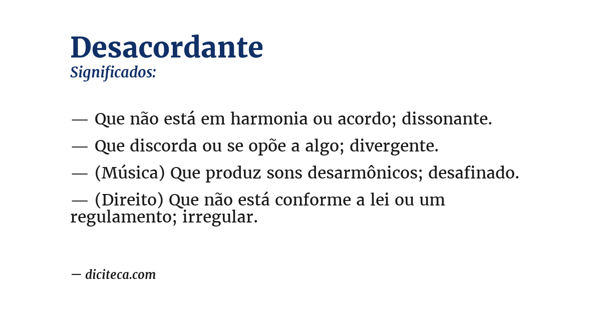 Significado de desacordante