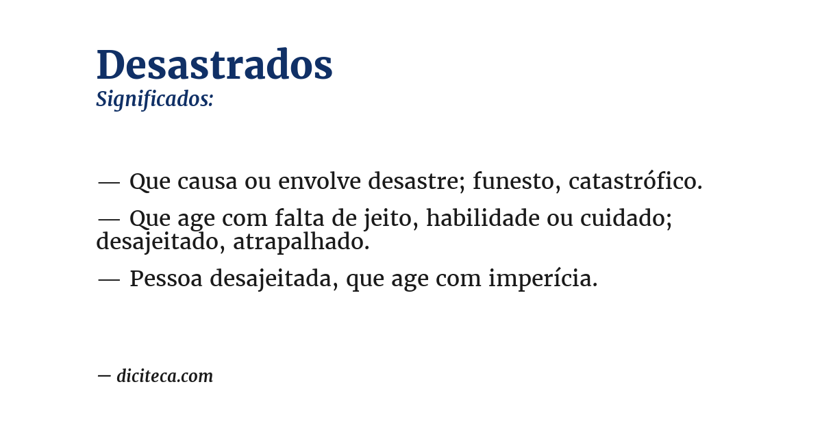 Significado de desastrados